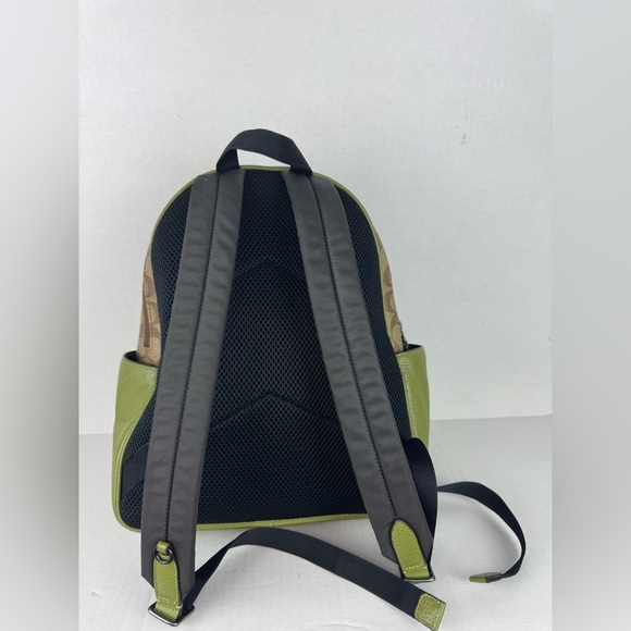 Coach Tan and Green Monogram Backpack - Picture 2 of 11